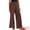 Brown, variant on Women's Stripe Casual Drawstring Wide Leg High Waist Pants S Camel