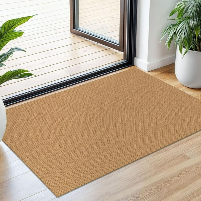 Braided Area Rug x Ft Washable Rugs for Entryway Throw Rugs Rubber Backed Boho Door Mat Indoor Entrance Cotton Kitchen Rugs Woven Front Door Rug for Foyer Living Room Tan/