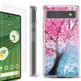 thumbnail image 1 of Shockproof Bumper Phone Case for Google Pixel 6a, with Tempered Glass Screen Protector, by OneToughShield ® - Blossom Paint, 1 of 4