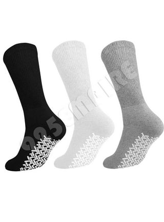 Men Women Anti Slip Grip Non Skid Crew Cotton Diabetic Socks For