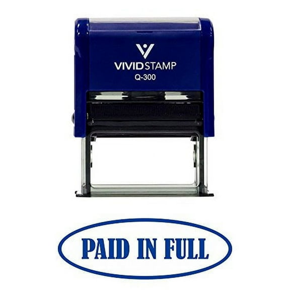 Vivid Stamp Paid In Full Self-Inking Office Rubber Stamp (Blue) - Large