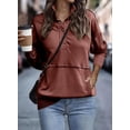 thumbnail image 2 of Sudadera SHEWIN casual de manga larga con cuello en V para mujer, color rojo, 2 of 4