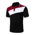 thumbnail image 4 of DYMADE Men Colorblock Short Sleeve Casual Polo Shirt Lapel T-shirt Top, 4 of 6