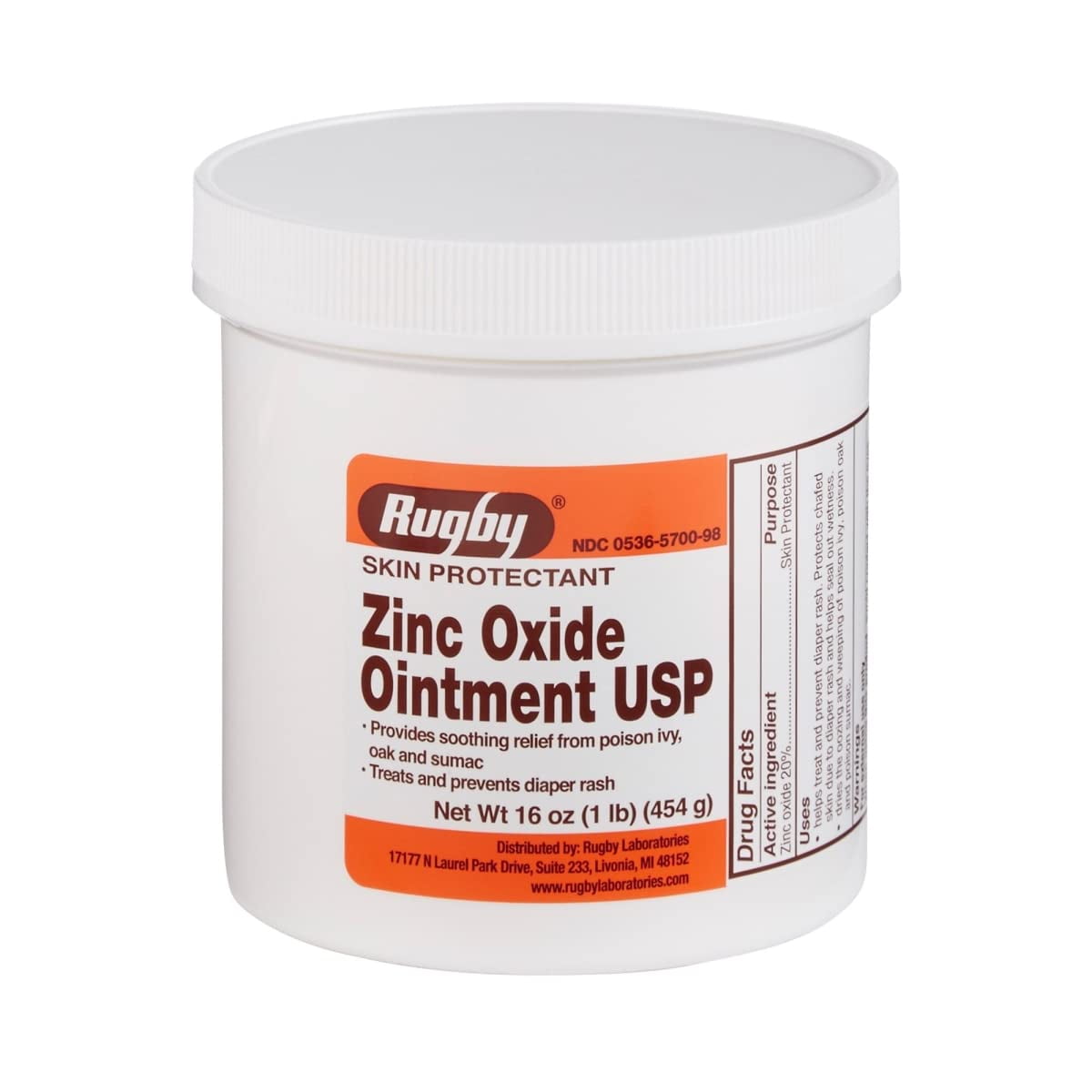 045RGRX RUGBY ZINC OXIDE 20% OINT ZINC OXIDE-20% White 454GM UPC 305365700986 (PACK of 2)