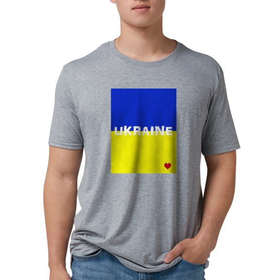 CafePress - Ukraine Heart T Shirt - Mens Tri-blend T-Shirt