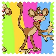 Monkey Prints Monkeys on Multi Stripe Fabric