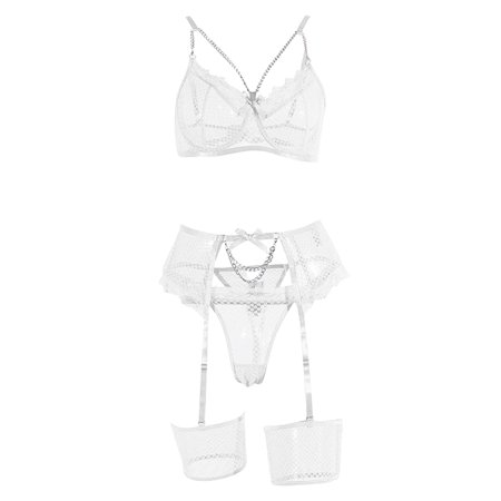 

PEASKJP Plus Size Lingerie For Women Set Women Bra Lingerie Belt Nightwear Lace Push Underwear Garter Up Mesh Bodysuit For Women White XX-L