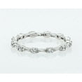 thumbnail image 2 of Ladies 2mm Baguette & Round CZ Eternity Band Sterling Silver Ring - Rhodium Plated Silver Stackable Ring - JAVA00762BGR-7, 2 of 4