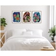 thumbnail image 2 of Kate and Laurel Proteas in Blue & Hollyhock 3 Piece Framed Canvas Wall Art Set by Lucia Gianello, Sylvie Dark Gold Whimsical, Flower Art for Wall Decor, 2 of 8