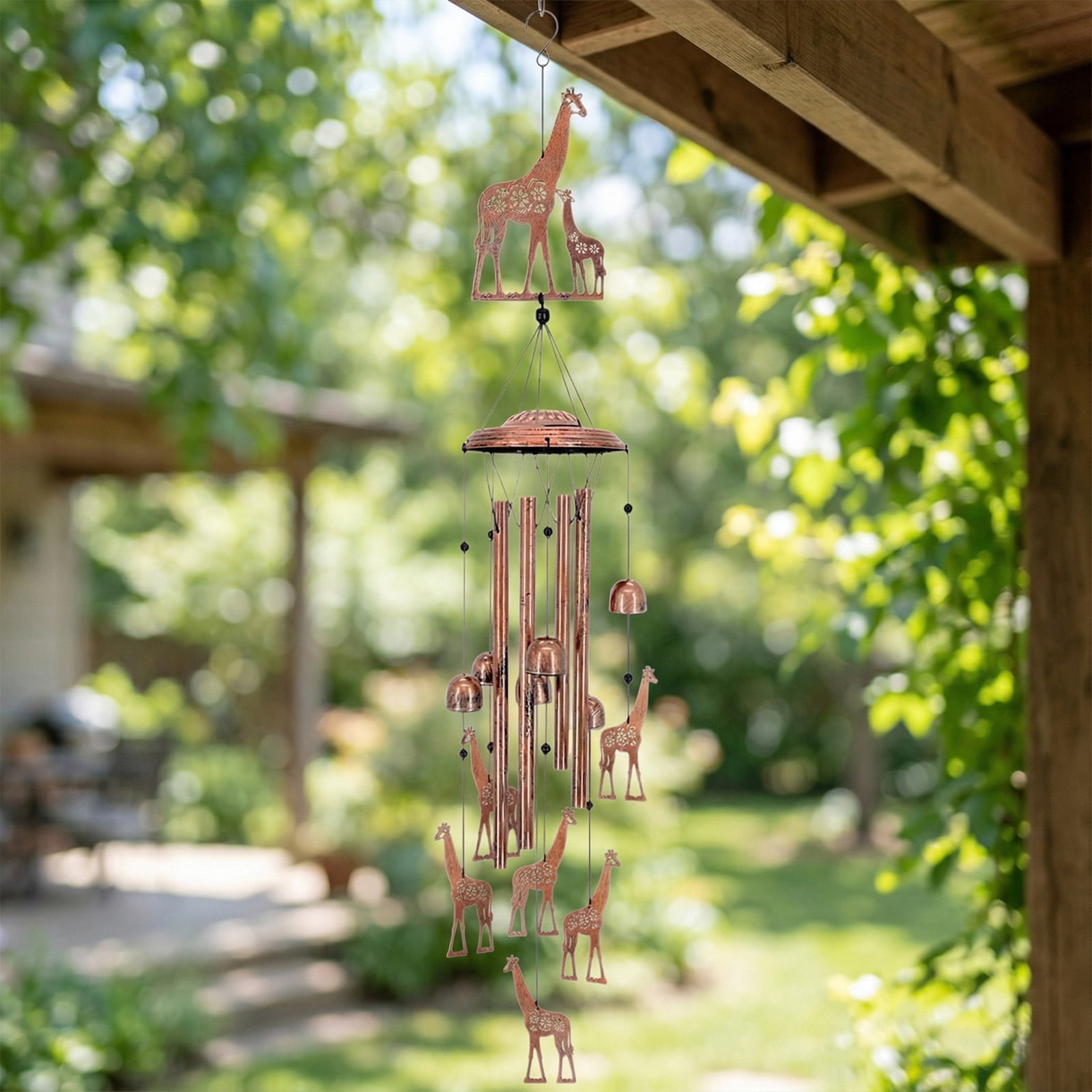 Yucurem Giraffe Wind Chime for Outside, Handmade Metal Garden Wind Chimes, Melodic Weatherproof Wind Bell for Patio Porch Decor