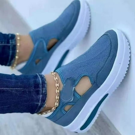 

Foraging dimple Summer New Platform Shoes Hollow Sandals Mesh Casual Shoes Women s Shoes Blue