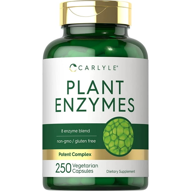Plant Enzymes 250 Capsules 8 Enzyme Blend NonGMO & Gluten Free