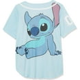 thumbnail image 2 of Disney Big Girls Lilo & Stitch and Angel Baseball Jersey-Classic Mesh Button Down Shirt, Light Blue/White, 2 of 3