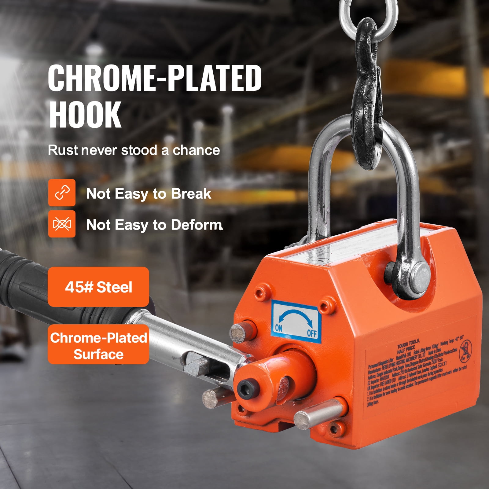 KFFKFF Magnet Lifter, 220 lbs/100 kg Load Limit, 2.5 Security Ratio, Neodymium & Steel, Release-Enabled Lifting Magnet, Constant Lift Magnets, Robust Magnet for Hoist, Workshop Crane, Block, Board
