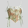 thumbnail image 4 of KHONTS,Court Vintage Floral Print Vest Sexy Corset Y2k Lace up Fishbone Push up Strap Bustier Lace Top Corset for Women Green XS, 4 of 6