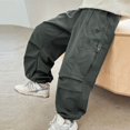 thumbnail image 5 of Qunyiney Outdoor Boys Cargo Pants Casual Gray Pants Wide Leg with Pockets Relaxed Fit Pants Size 5, 5 of 5