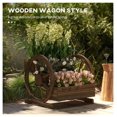 thumbnail image 4 of Wooden Wagon Planter Box 3-Tier, Raised Garden Bed for Vegetables, Flowers & Herbs - Rustic Farmhouse Outdoor Planter with Wheels, 4 of 9