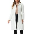 thumbnail image 1 of Abrigo de cuello INSPIRE CHIC para mujer, con botones, de manga larga, estilo A-line, casual, abrigo largo de invierno, tamaño S, color blanco crema, 1 of 6