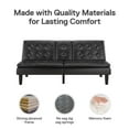 Mainstays Memory Foam Futon with Cupholder and USB, Black Faux Leather
