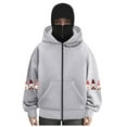 thumbnail image 4 of larppty Women's Hoodie with Mask Winter Zip up Hoodies Ugly Christmas Double Hooded Sweatshirt Streetwear (Grey, XL), 4 of 4