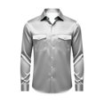 thumbnail image 4 of StSilkitty Men's Satin Shirts Long Sleeve Collared Button down Dress Shirt with Pockets Lightweight Business Casual Tops, 4 of 5