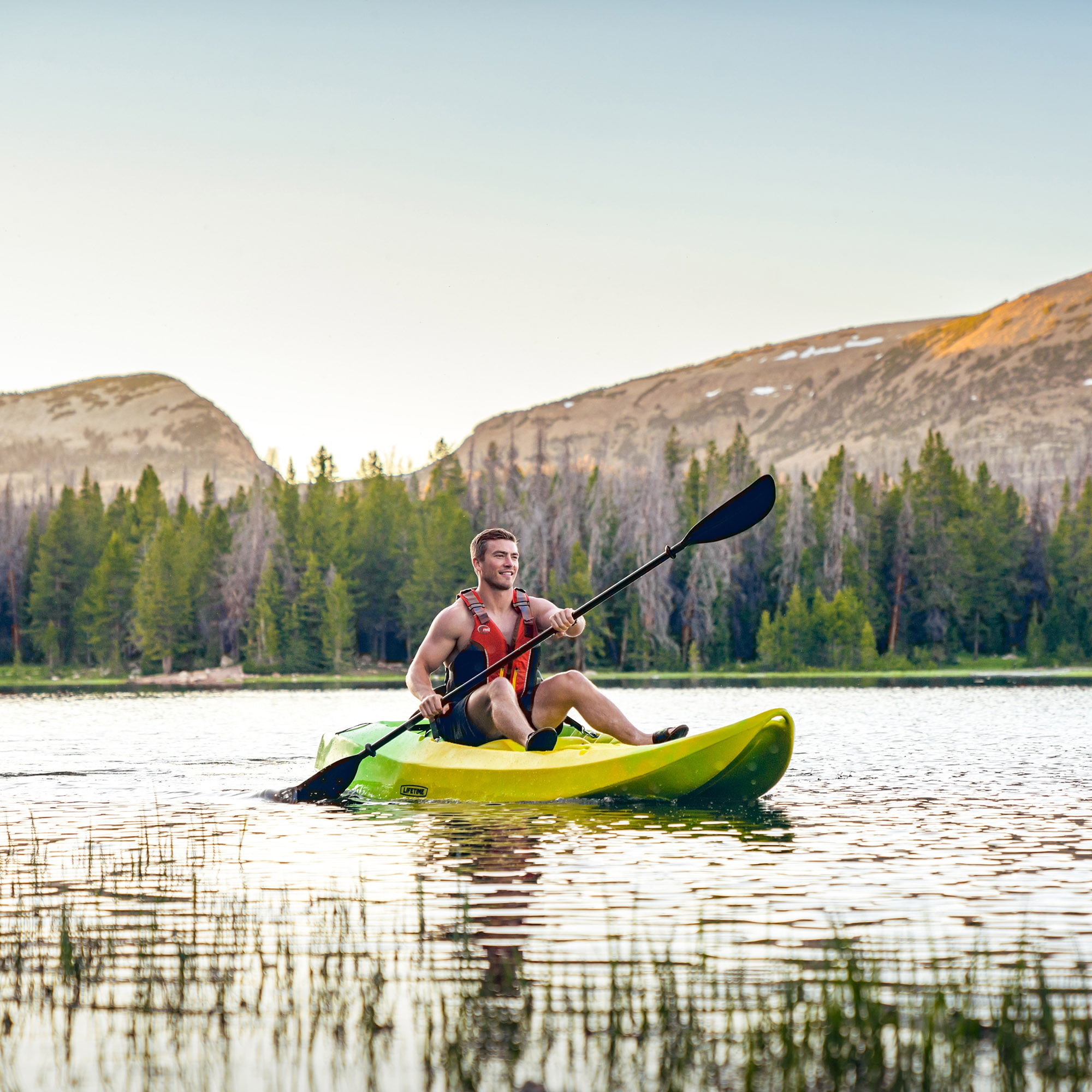 Lifetime Manta 10 ft Tandem Sit-On-Top Kayak with Paddles, Yellow/Lime (91071)
