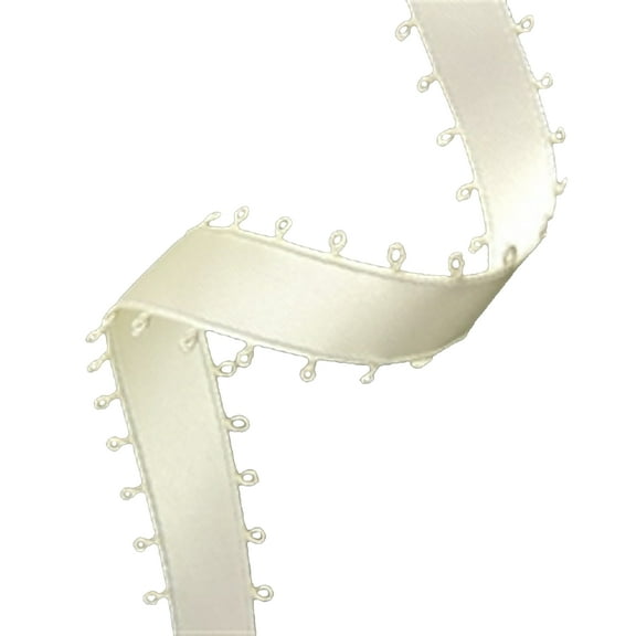 3/8" Double Face Satin Picot Ribbon Feather Edge 50 Yds - Ivory