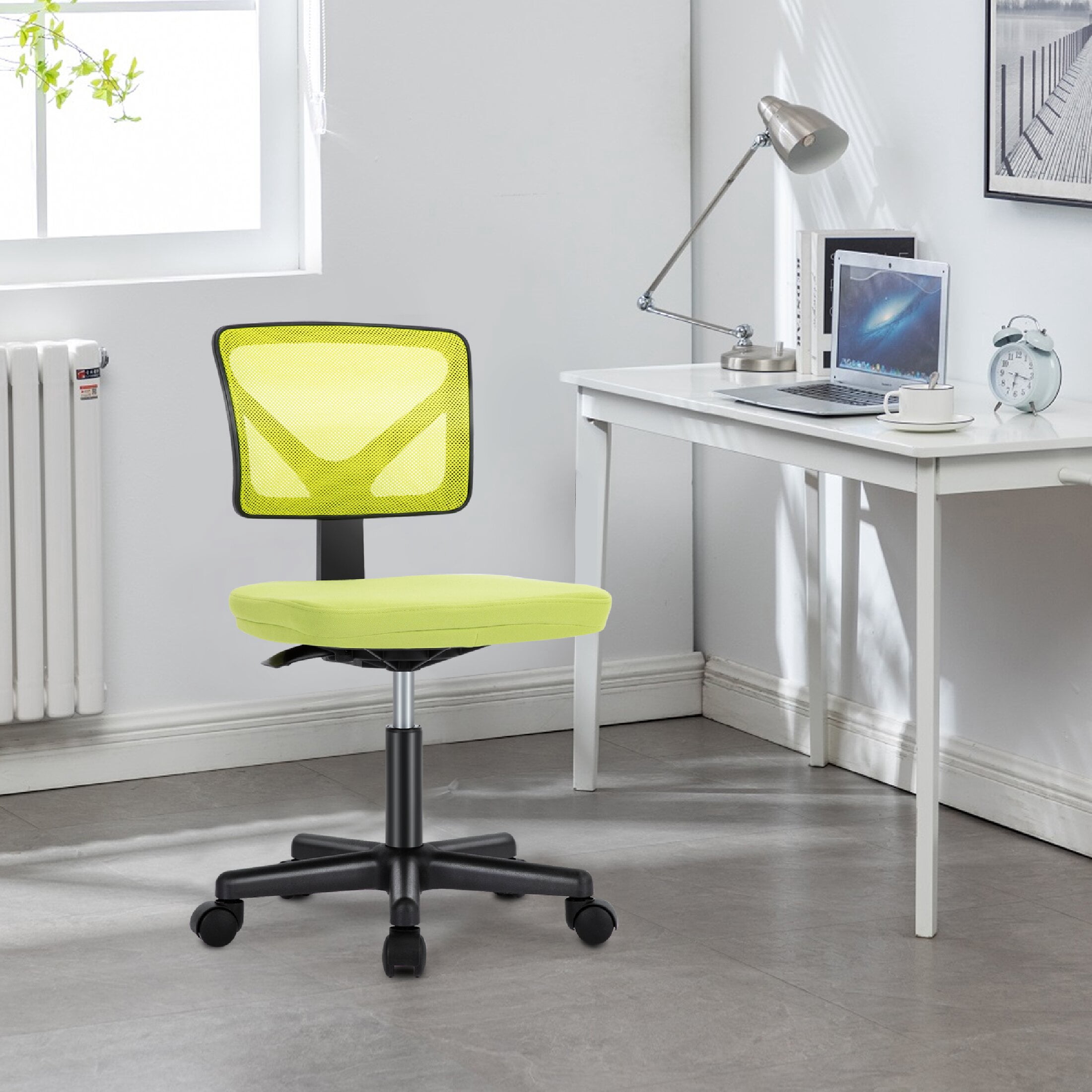 CONCETTA Armless Office Computer Desk Chair, Ergonomic Low-Back Mesh Rolling Work Swivel Chairs with Wheels, Green