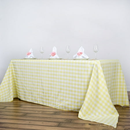

BalsaCircle 90 x 132 Checkered Tablecloth Wedding Party Table Linens Yellow and White