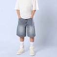 thumbnail image 5 of FYDUU Boys Baggy Jean Shorts Jorts Lightweight Boys Denim Shorts for Summer Loose Fit Wide Leg Denim Shorts Back To School Casual Wear Stylish Pants 13-14 Years, 5 of 7