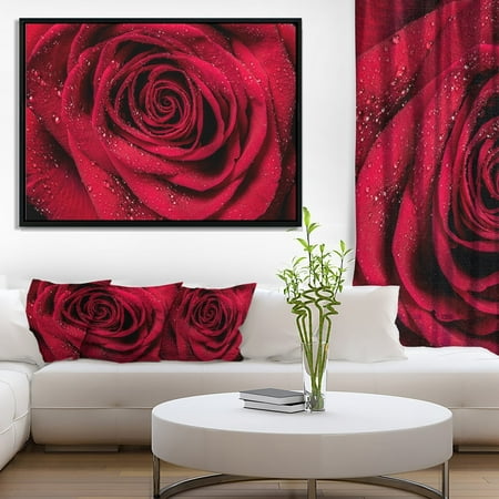 Red Canvases DESIGN ART Designart 'Red Rose Petals with Rain Droplets' Floral Art Framed Canvas Print ()