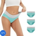 thumbnail image 3 of Elainilye Fashion Womens Underwear 3 Pack Colored and Minimalist Cotton Waist Lifting and Buttocks Closing Triangular Underwear,Green, 3 of 7