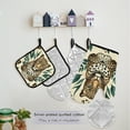 thumbnail image 5 of Leopard in Leaves 5 Pcs Kitchen Set Heat Resistant Oven Mitts and Non-Slip Pot Holders with Adjustable Cooking Apron, 5 of 6