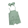 thumbnail image 6 of Baby 2Pcs Unisex Summer Suit Solid Sleeveless Short Jumpsuit Hairband Outfits, 6 of 9