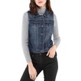 thumbnail image 2 of DARING DIVA Women's Denim Sleeveless Flap Pockets Vest Jacket L Blue, 2 of 6