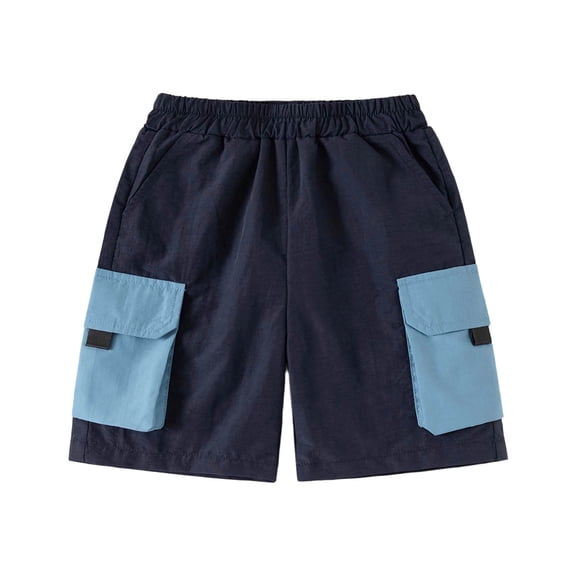 Tigivemen Cargo Shorts for Boy with Pockets Summer Sports Sweatshort Toddlers Boys Shorts 1-2Y,Navy