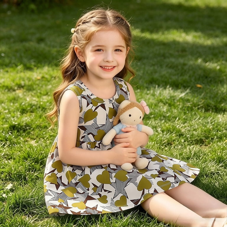 Toddler Dresses Elegant A Line Party Dress for Occasions and Daily Dress for Girls Army Green 4-5 Years