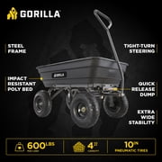 Gorilla Carts 4 Cu Ft Poly Garden Dump Cart with Quick-Release, 600 lb Capacity, Black