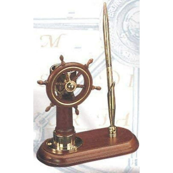 Nagina International Ship Wheel & Compass Nautical Pen Holder (pen not included)