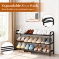 thumbnail image 4 of JUNLIN 3 Tier Expandable Shoe Rack, Metal Storage Shelf,Shoe Rack for Entryway（Black), 4 of 8