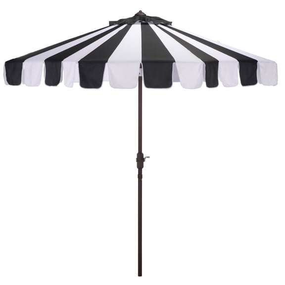 Safavieh Outdoor Meze 9ft Crank Umbrella, Black Stripe