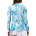 thumbnail image 2 of Yuyamidu Blue Palm Leaves Women's Long Sleeve Golf Tennis Shirts Soft Zip Up Shirt Athletic Tropical Golf Tops Casual Daily Wear Clothing Size 2XL, 2 of 7