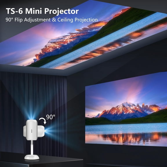Projector with WiFi6 , Portable Outdoor Movie Projector Supports 4K Auto  Correction Short Throw  USB Smartphone TV Stick
