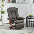 thumbnail image 3 of Demi Bonn 40" Modern RV Recliner, High-Quality PU Leather Swivel Armchair with Footrest for Living Room, Brown, 3 of 11