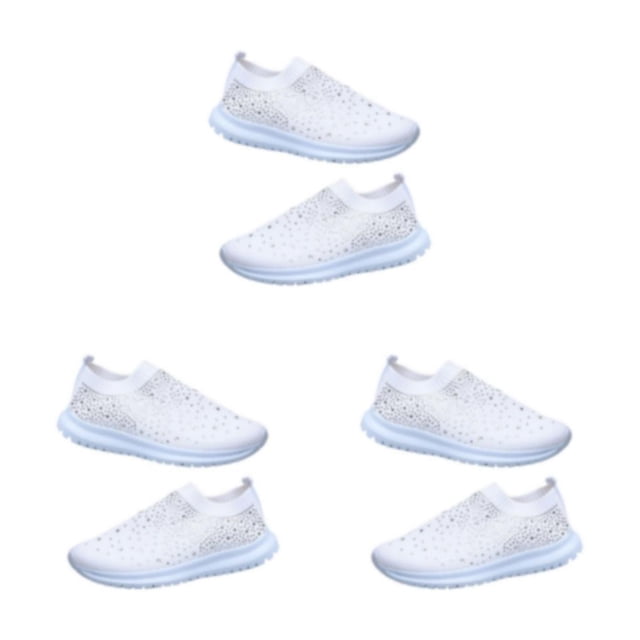Sonducket Zapatillas de deporte de malla para mujer, zapatos de moda, calcetín deportivo informal, zapatillas de deporte con diamantes de Type1 NO1