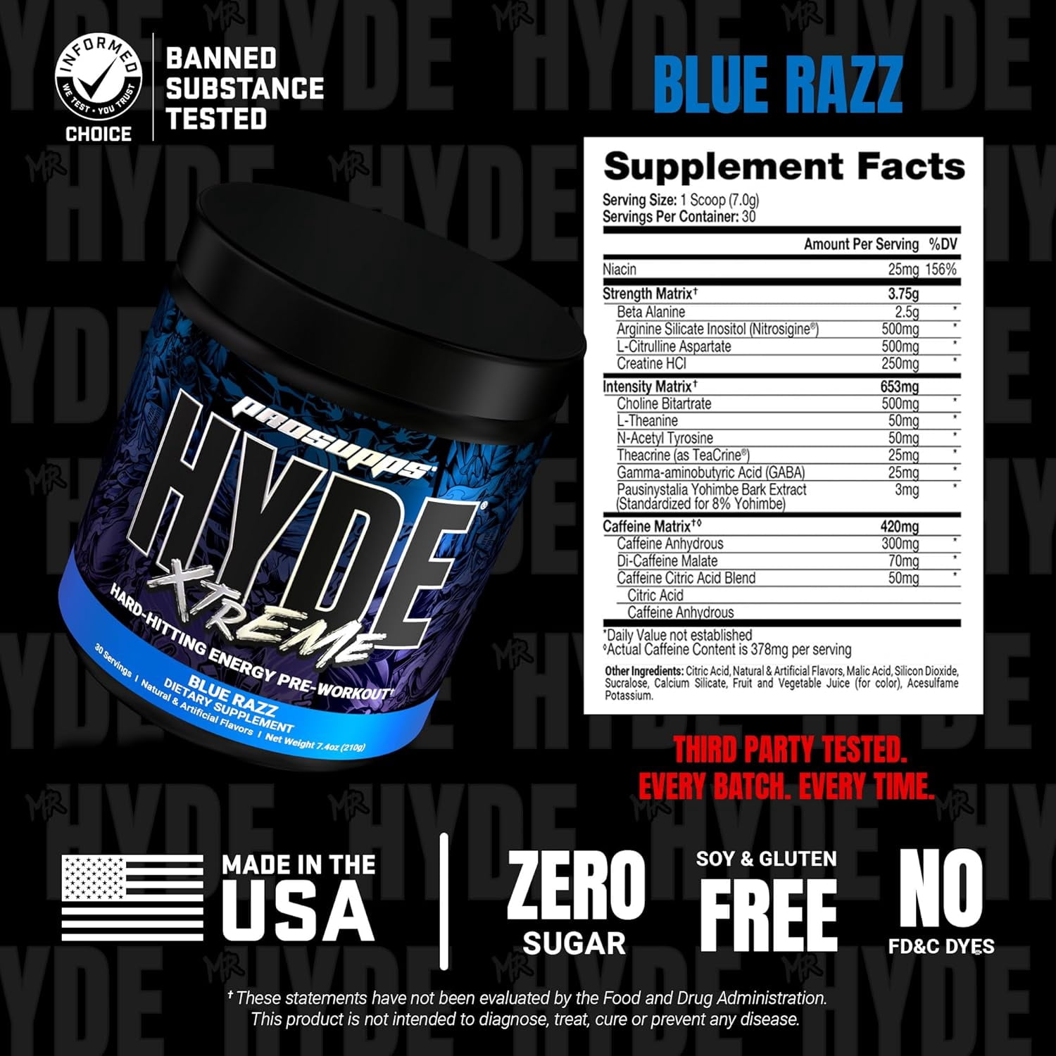 PROSUPPS Mr. Hyde Xtreme Pre-Workout Powder Energy Drink (30 Servings, Blue Razz)
