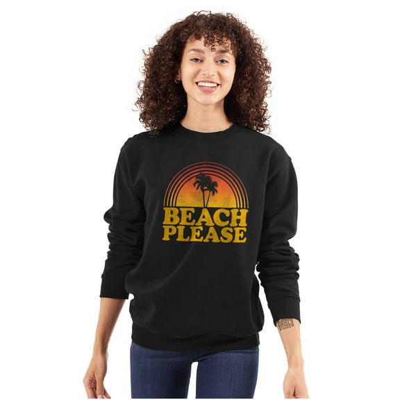Beach Please Retro Palm Trees Vibes Women Plus Size Crewneck Sweatshirt Brisco Brands 2X