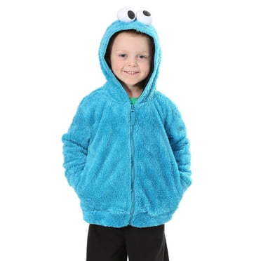 Sesame Street Toddler Boys' Fuzzy Costume Hoodie Multiple Characters, Cookie Monster, 3T