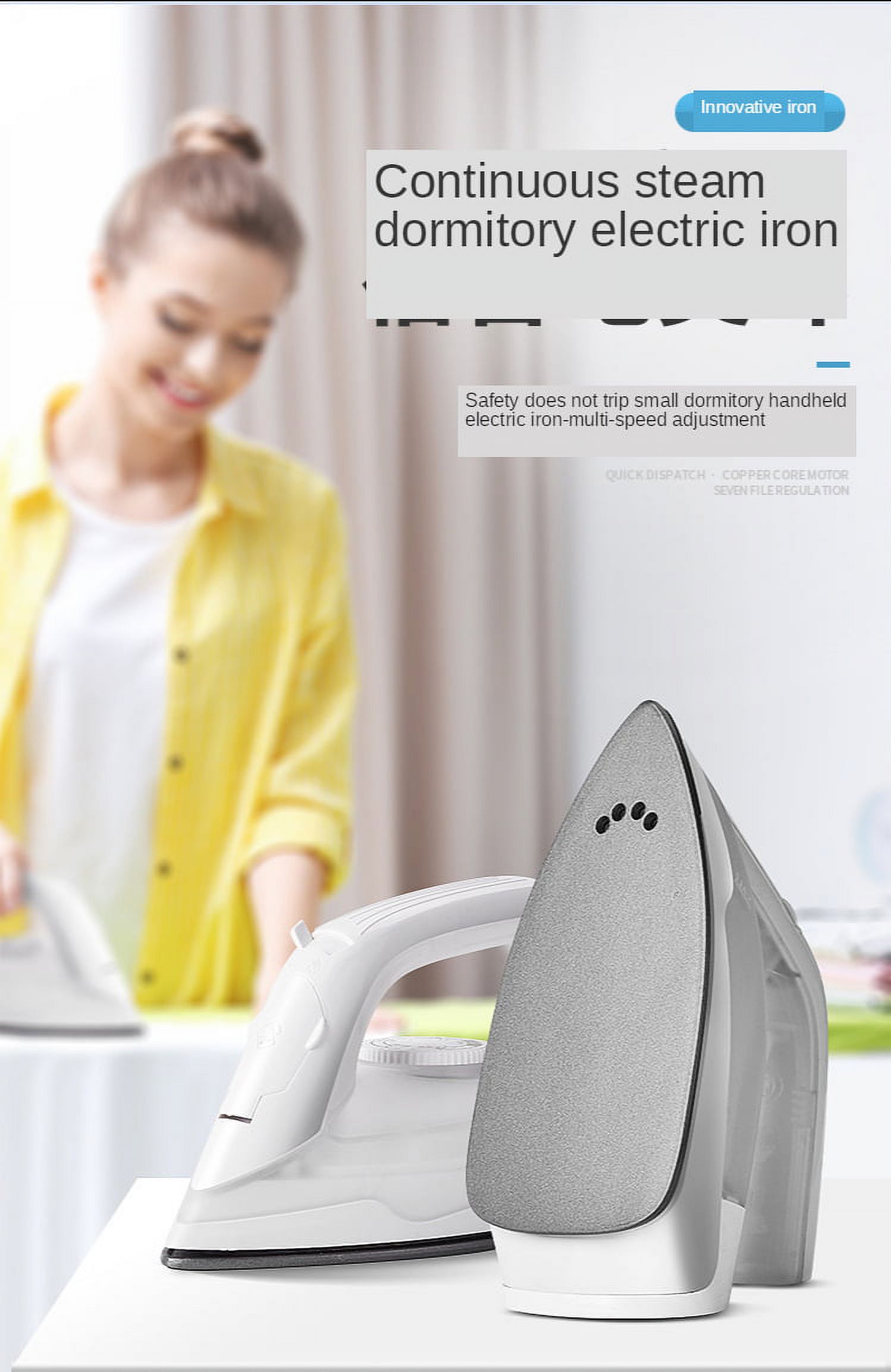 LNGOOR Small Mini Iron - Dual Voltage Compact Design, Great for Travel - Non-Stick Ceramic Soleplate - Dry or Steam Ironing – Heats Rapidly in 15 Seconds