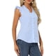 thumbnail image 4 of TOP Gingham INSPIRADOR para Camisa con Volantes de Mujer, Blusa Vintage de Manga Corta a Cuadros, S Azul, 4 of 6